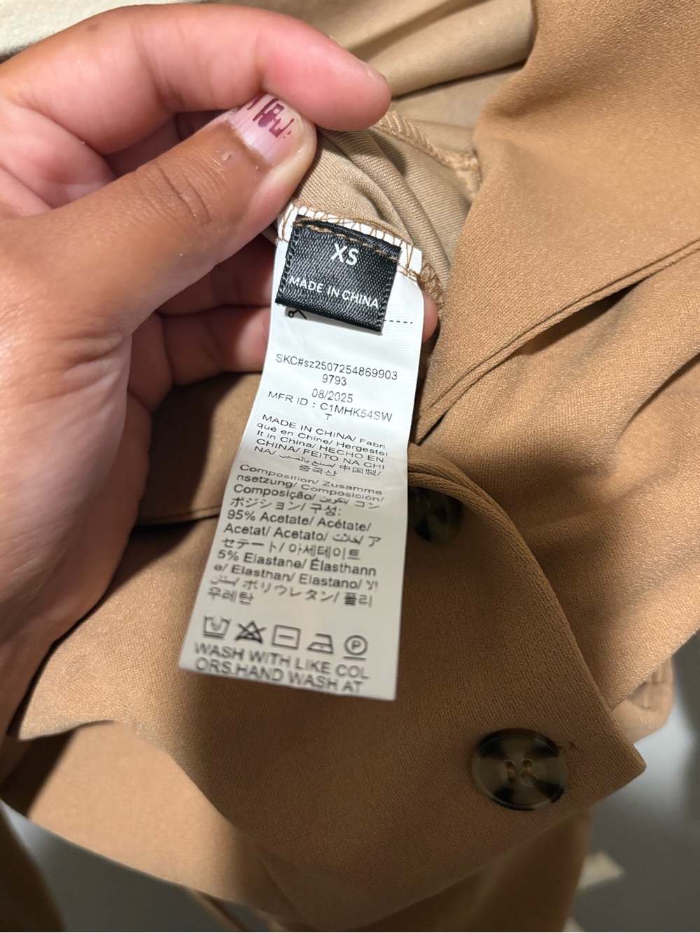 Women Long Sleeve Camel jumpsuit with Tailored Collar and optional belt size xs - Picture 9 of 11